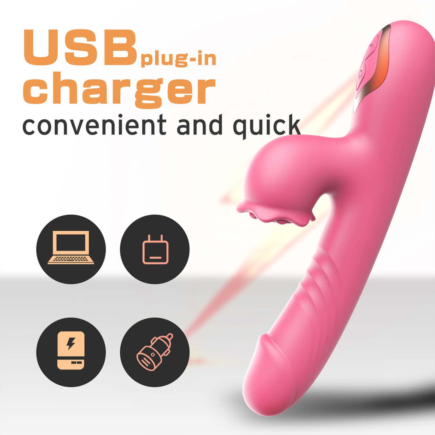 Taşınabilir Isıtmalı Çift Etkili Titreşimli Vibratör Pembe – USB Şarjlı, 9 Emme & 7 Titreşim Modu, Su Geçirmez Silikon - Görsel 3