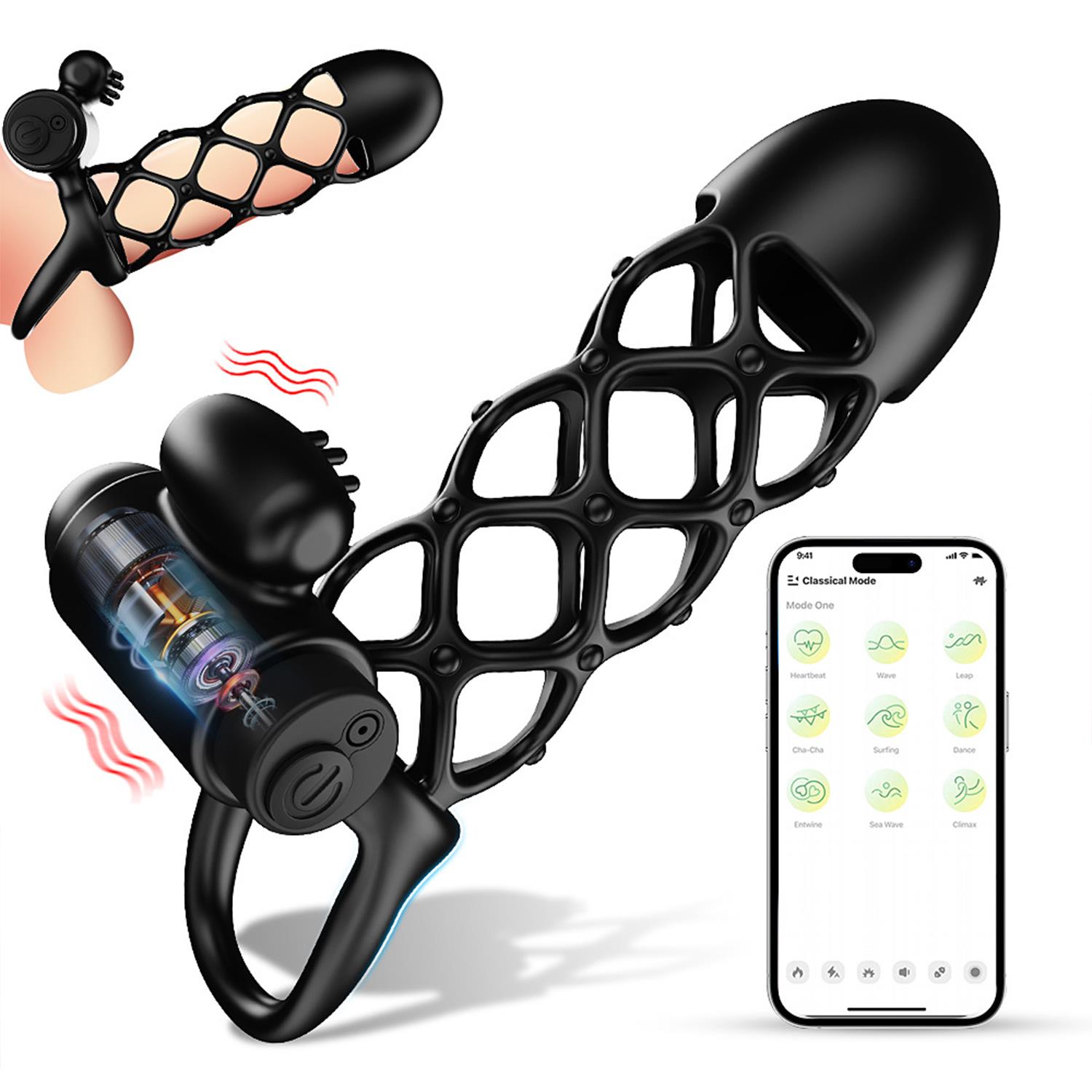 Telefon Kontrollü Titreşimli Penis Kılıfı – Şarjlı - Görsel 2