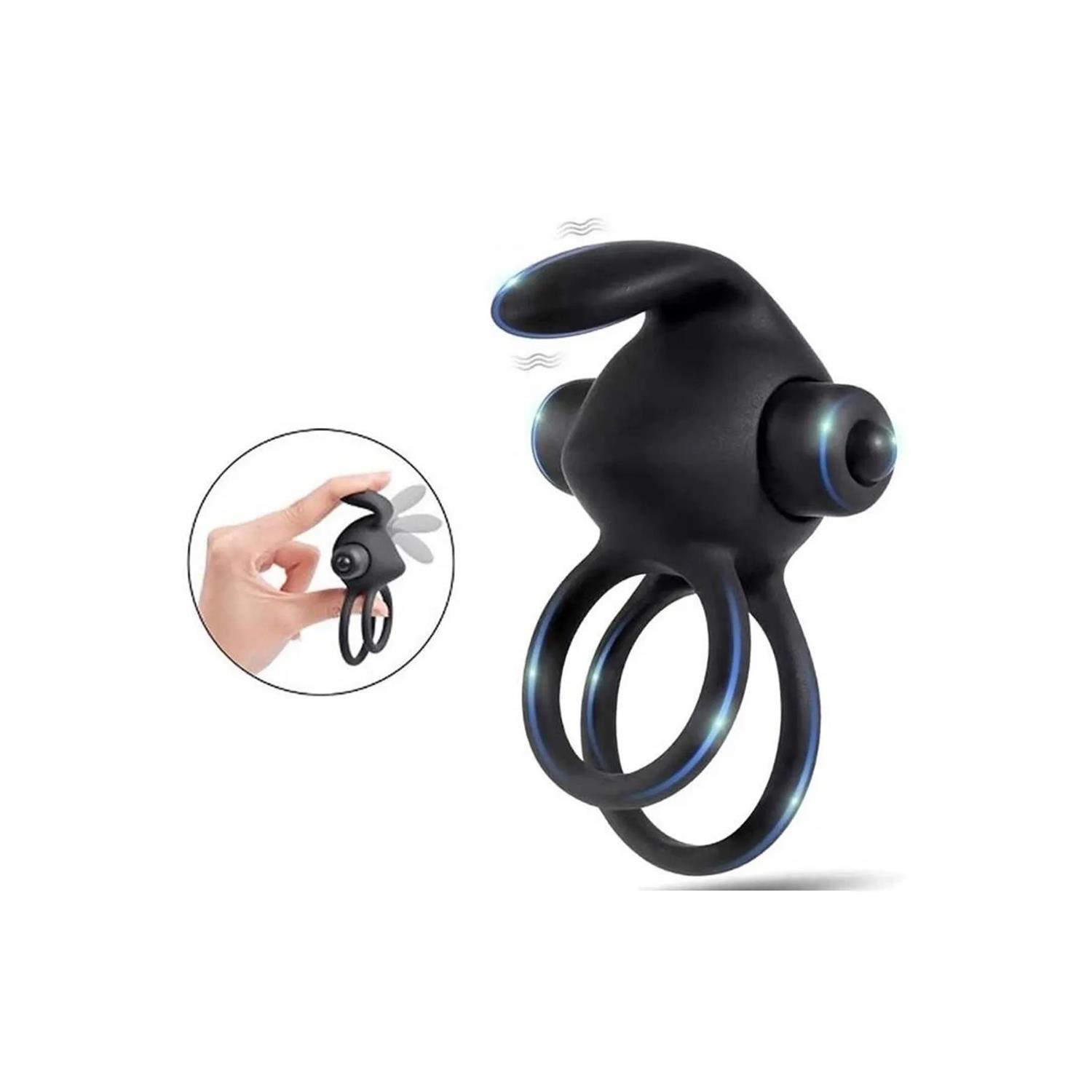 Titreşimli Rabbit Penis Halkası Siyah - Görsel 2
